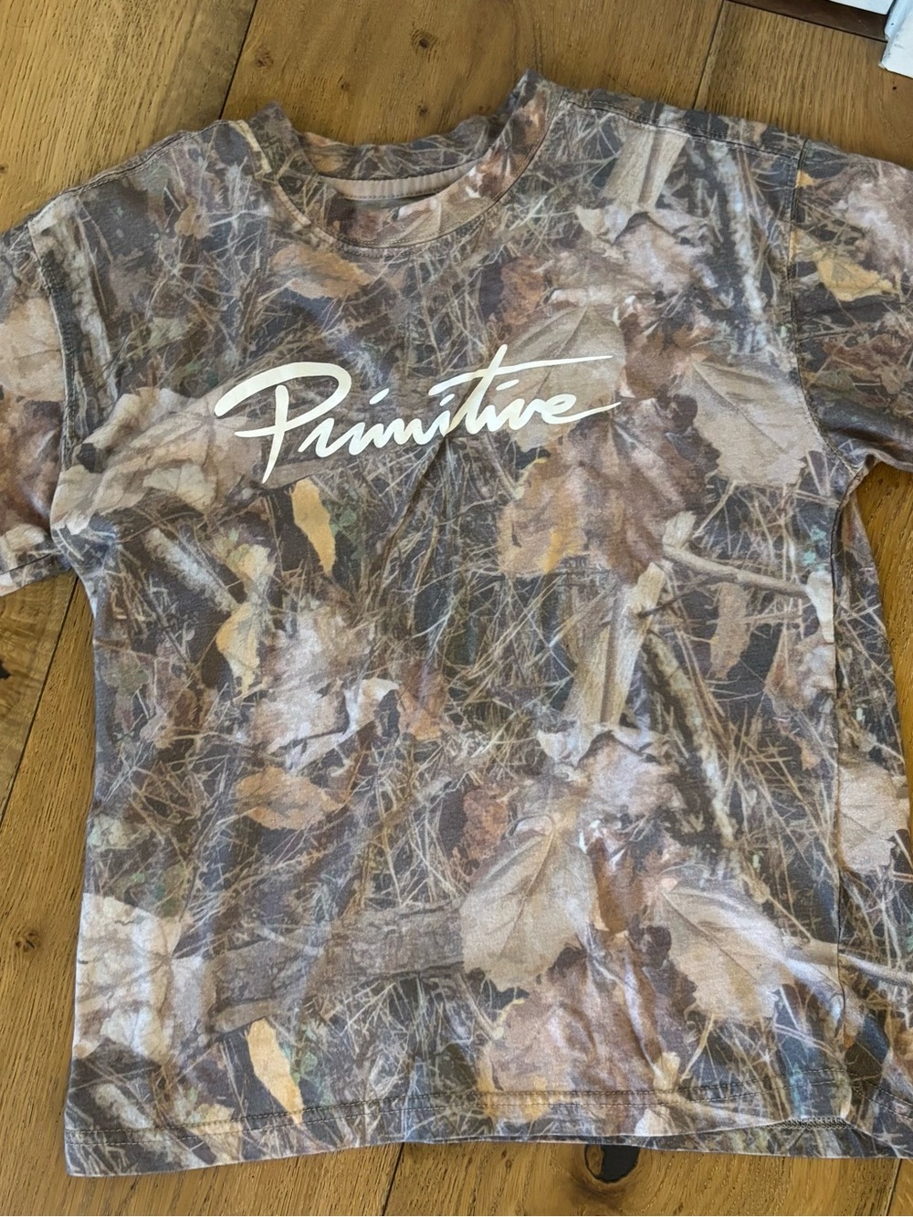 Primitive Brown Camouflage Script Logo Short Sleeve Tee